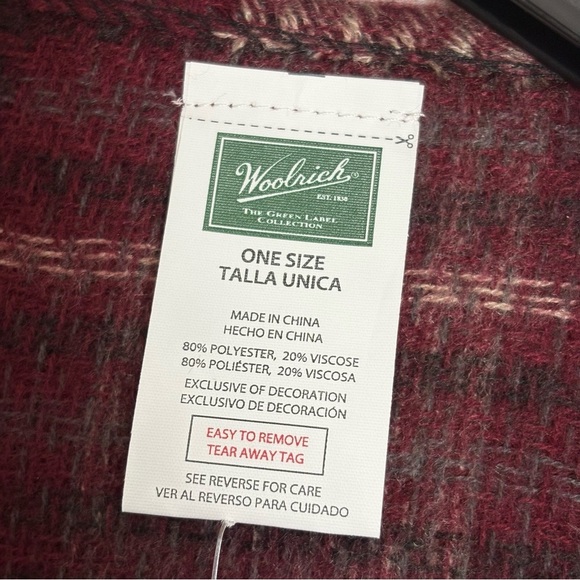 Woolrich Womens Burgundy Plaid wrap Shawl Poncho One Size - Picture 8 of 10